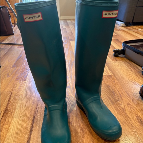 Hunter Classic Teal rubber Rain Boots with buckle size 8 - Picture 1 of 6